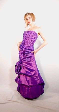 "Jessica McClintock Purple Strapless Evening Gown Size XS Juniors Gown Circa 2000s 💜Excellent Condition 💜Polyester, Nylon, Spandex 💜Zipper Down Back 💜Slight Bit Of Stretch Bust: 30\" Waist: 26\" Hips: 36\" Shoulders: 15\" Length: 54\" I do not accept returns or trades. Please read the description carefully. I am always happy to answer questions prior to your purchase. #nbvavailable" Purple Strapless Evening Dress, Purple Full-length Evening Dress For Prom, Purple Fitted Gown With Ruched Bodice, Fitted Purple Gown With Ruched Bodice, Purple Full Length Evening Dress For Prom, Full Length Purple Evening Dress For Prom, Purple Strapless Formal Gown, Purple Strapless Gown For Formal Occasions, Strapless Purple Gown For Gala