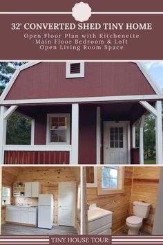 the tiny house is built with wood paneling