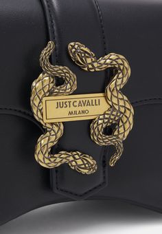 Just Cavalli RANGE A NEW ICONIC SNAKE - Rokassoma - black Luxury Snake Print Shoulder Bag For Daily Use, Luxury Leather Shoulder Bag With Snake Print, Luxury Chic Snake Print Shoulder Bag, Snake Print Bag, Luxury Snake Print Shoulder Bag