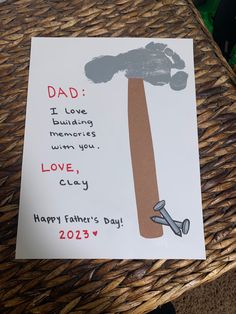 a father's day card on a wicker basket