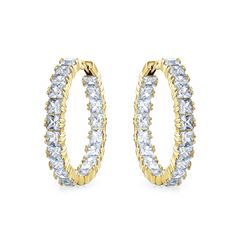 Make a stunningly, chic statement with our CZ Baguette Hoop Earrings. These sparkling CZ hoops look sensational with cool khakis, beiges, and whites during the warm weather months. Cubic zirconia hoop earrings are easy to wear with their omega backs, for a cure and comfortable fit. Plunge into the summer with these dazzling and light - catching CZ hoop earrings. Baguette Hoop Earrings, Cubic Zirconia Hoop Earrings, Statement Hoop Earrings, Earrings Rose Gold, Cubic Zirconia Jewelry, Cz Jewelry, Valentines Jewelry, Large Hoop Earrings, Rose Earrings