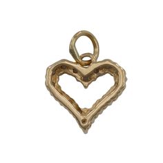 Radiating affection and charm, the 14k Yellow Gold Diamond Heart Pendant is a delightful addition to any jewelry collection. Fashioned in gleaming 14k yellow gold, this pendant boasts a heart-shaped design, measuring 14.25mm in length (including the bale) and 10.75mm in width. Adorned with 16 round brilliant cut diamonds, each with a carat weight of 0.015, totaling 0.24 carats, it exudes a subtle yet captivating sparkle. The diamonds feature clarity of I1 and color ranging from H to I. With a we Yellow Gold Heart-shaped Charms For Anniversary, Yellow Gold Heart Charms For Anniversary, Heart-shaped Yellow Gold Charms For Anniversary, 14k Gold Heart Charm Pendant, Valentine's Day Yellow Gold Pendant Charms, 14k Yellow Gold Charms For Valentine's Day, Yellow Gold Heart Necklace With Charms For Anniversary, 14k Gold Charms For Anniversary On Valentine's Day, Anniversary Yellow Gold Heart Necklace With Charms