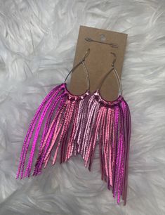 Pink Bohemian Chandelier Earrings For Party, Bohemian Pink Chandelier Earrings For Party, Pink Teardrop Earrings For Festival, Pink Teardrop Festival Earrings, Pink Dangle Tassel Earrings, Pink Fringe Earrings For Party, Pink Fringe Earrings For Festival, Pink Fringe Tassel Dangle Earrings, Pink Dangle Tassel Earrings With Fringe