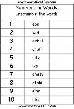 the worksheet for numbers in words that can be used to teach children how to use