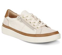 Vionic Suede & Canvas Lace-Up Casual Sneakers - Mayra - QVC.com Spring Lace-up Sneakers With Zipper Closure, Leather Sneakers With Zipper Closure For Spring, Leather Sneakers With Zipper Closure, Casual Sneakers With Suede Overlays, Casual Lace-up Sneakers With Suede Overlays, Leather Sneakers Women's, Women’s White Sneakers, Vionic Shoes Woman, Everyday Shoe