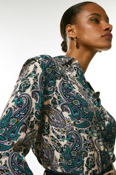 Let The Shirt Do All The Talking. Decorated With Bold Paisley Motifs And Cut In A Relaxed Silhouette, This Versatile Button-Up Instantly Elevates Your All-Week Styling. Paisley Motifs, Paisley Print Shirt, Shirt Collection, Karen Millen, Fashion Face, Print Shirt, Paisley Print, Printed Shirts, Casual Button Down Shirt