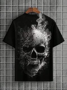 Upgrade your summer wardrobe with our Men's Casual Skull Print T-Shirt. Made with soft, breathable fabric, this short-sleeved shirt features a stylish crew neck design and a bold skull print. Perfect for casual wear, this shirt will keep you cool and comfortable all season long. Color : Black Style : Casual, Street Pattern Type : Animal, Halloween Neckline : Round Neck Sleeve Length : Short Sleeve Sleeve Type : Regular Sleeve Length : Regular Fit Type : Regular Fit Fabric : Slight Stretch Material : Fabric Composition : 100% Polyester Care Instructions : Machine wash, do not dry clean Sheer : No Size US Shoulder Length Sleeve Length Bust S 36 44.5 70 23.5 104 M 38 46 72 24 108 L 40 47.8 74 24.5 113 XL 42 49.6 76 25 118 XXL 44 51.4 78 25.5 123 XXXL 46 53.2 80 26 128 Summer Skull Print Short Sleeve T-shirt, Casual Summer Skull T-shirt, Black Short Sleeve T-shirt With Skull Print, Casual Skull Print Crew Neck T-shirt, Casual Crew Neck T-shirt With Skull Print, Short Sleeve Skull Print T-shirt For Summer, Skull Print Short Sleeve T-shirt For Summer, Casual Skull Print Summer T-shirt, Cotton Skull Print Short Sleeve T-shirt