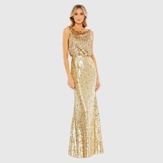 Mac Duggal Color: Gold Sequin Fabric (100% Polyester) Fully Lined Through Body High Neckline Sleeveless Allover Pink Sequin Polka Dots Concealed Back Zipper Approx. 62.5" From Top Of Shoulder To Bottom Hem Style #93645 Tags: Homecoming, Pageant, Date Night, Holiday Party, Gala, Wedding Guest, Military Ball, Photoshoot, Engagement Pictures, Old Hollywood, Red Carpet, Formal, Evening Gown, Elegant, New Year's Eve, Nye, Army Ball, Marine Ball, Classy Dress, Black Tie, Charity Event, Guest Of Weddin Ball Photoshoot, Red Carpet Formal, Gold Sequin Fabric, High Neck Gown, Hollywood Red Carpet, Mac Duggal Dresses, Military Ball, Cocktail Gowns, Charity Event