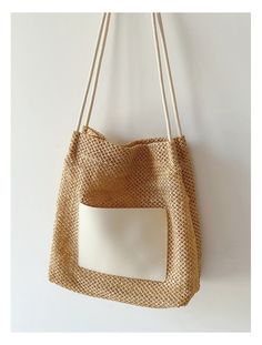 Elena Handbags Straw Woven Shoulder Bag with Leather Accent Beige Straw Satchel Bag, Trendy Natural Straw Satchel Bag, Trendy Natural Satchel Straw Bag, Trendy Beige Jute Shoulder Bag, Summer Straw Hobo Bag With Woven Leather, Woven Leather Straw Shoulder Bag, Beige Straw Satchel With Braided Handles, Beige Satchel Straw Bag With Braided Handles, Modern Woven Shoulder Bag With Double Handle