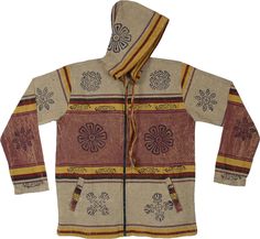 A good cover top for the changing weather.  This zippered hoodie cotton layer is a great hippie style statement for your wardrobe. #tlb #Jacket #Printed #bohemianfashion #Handmade #XLPlus #fashiondeal #HippieJacket Fall Festival Casual Hoodie, Casual Fall Festival Hoodie, Brown Cotton Hooded Jacket For Fall, Brown Cotton Hooded Jacket For Winter, Brown Cotton Hooded Winter Jacket, Winter Cotton Brown Hooded Jacket, Bohemian Hooded Hoodie For Fall, Brown Cotton Hoodie Outerwear, Hippie Hooded Hoodie For Festivals