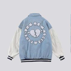 Elevate your edgy mode to the next level with our 2023 Spring-Summer Collection Broken Heart Embroidery Denim Jacket. This timelessly stylish piece features a classic bomber cut with beautiful embroidery and a buttoned front closure. Step out in confidence and make a bold statement no matter the occasion.Distinctive Features: Street Style: Look sharp and make a statement with this urban-style inspired piece. Bomber Silhouette: Take advantage of this timelessly fashionable style. perfect for any Crop Varsity Jacket, Jeans And Combat Boots, Embroidery Denim, Top Streetwear Brands, Streetwear Jackets, Urban Culture, Heart Embroidery, Varsity Jackets, Oversized Denim Jacket