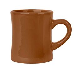 a brown coffee mug is shown on a white background