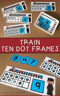 train ten dot frames with numbers and pictures on the front, one is for trains