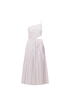 The classic vintage French inspired Suzi Midi Dress is made from a high quality natural cotton fabric in a soft lilac hue. It features an asymmetric neckline with single rouleau strap, contrast white stitching throughout, cutout at waist, asymmetric fitted bodice and hip panel and a midi skirt with pleats. Style your look with the Strappy Paz Heels for your next event! Designed exclusively by Sabo. Skirt With Pleats, Asymmetric Neckline, Sabo Skirt, French Inspired, Classic Vintage, Fitted Bodice, Vintage French, Dresses Xs, French Vintage