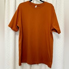 Original Favorites Organic Cotton T-Shirt Size: Xl Color: Burnt Orange Nwot Casual Plain Brown T-shirt, Plain Brown Cotton T-shirt, Casual Orange T-shirt For Everyday, Everyday Orange Crew Neck Top, Orange Crew Neck Top For Everyday, Orange Relaxed Fit T-shirt For Everyday, Solid Plain T-shirt For Fall, Baggy Tshirt, Orange Tees