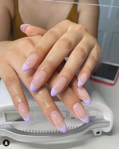 Nail Art Designs For Summer, Light Purple Nails, Lavender Nails, Subtle Nails, Aesthetic Nails, Simple Acrylic Nails, Classy Acrylic Nails, Almond Nails Designs, Almond Acrylic Nails