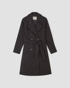 The Cotton Modern Trench Coat Black – Everlane Fall Workwear Double-breasted Raincoat, Double-breasted Fall Workwear Raincoat, Fall Workwear Gabardine Raincoat, Gabardine Raincoat For Work In Fall, Gabardine Workwear Raincoat For Fall, Classic Pea Coat With Belted Cuffs For Work, Fitted Fall Workwear Raincoat, Fitted Fall Raincoat For Workwear, Classic Belted Raincoat For Work