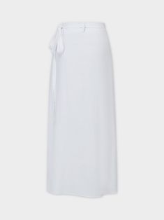 Achieve effortless style with our Linen Wrap Skirt-White. The wrap design adds an elegant touch, while the crisp white color is perfect for any occasion. White Flowy Maxi Skirt For Daywear, Elegant Solid Color Maxi Skirt For Daywear, White Plain Bottoms For Summer, Chic White Maxi Skirt For Daywear, Plain White Summer Bottoms, White Maxi Skirt For Summer Daywear, White Long Skirt For Daywear, Flowy White Skirt For Daywear, Relaxed Solid Color Skirt With Tie Waist