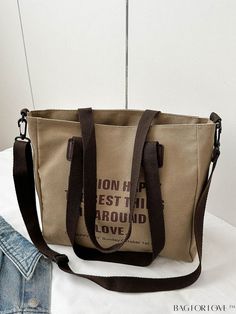 BagForLove - Versatile and Stylish Tote Bag with Ample Capacity Minimalist Tote Bag, Minimalist Tote, Stylish Tote Bag, Khaki Fashion, Word Wrap, Shoulder Tote Bag, Shoulder Tote, Color Khaki, Womens Tote Bags