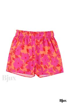 Bjux - Pantalón corto de cintura fruncida con estampado floral y diseño elegante Causal Dresses, Sequin Bodycon Dress, Square Neck Dress, Pink Floral Print, Belted Shorts, Dress Measurements, Vacation Style, Pump Dress, Southern Belle