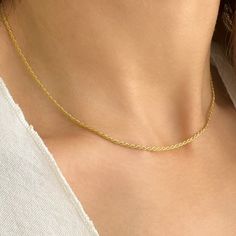 Gold Rope Chain Necklace. This Trendy gold necklace is ideal for a Stackable necklace style. A  Layered necklace you will love to wear as a Minimalist necklace  925 Sterling Silver, 24K Yellow Gold finish. Handmade in Greece.   It is the perfect gift for your girlfriend, sister, bridesmaids, or even yourself!   >>Chain SIZE Available options in length of   16, 18, 20 inches  (40, 45, 48-50 cm)     >>IS IT A GIFT? This minimalist necklace comes in a beautiful artiby gift box. If you wish to send Minimalist Gold Rope Chain Necklace, Gold-plated Rope Chain Necklace, Dainty Gold Jewelry With Rope Chain, Minimalist Gold Rope Chain Necklace With Adjustable Chain, Minimalist Gold-plated Chain Choker, Minimalist Yellow Gold Rope Chain Necklace For Everyday, Dainty Gold Rope Chain Necklace With Delicate Chain, Everyday Gold Rope Chain Necklace With Delicate Chain, Dainty Gold Rope Chain Necklace