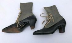 Antique Victorian Gray Suede+ black leather Victorian Ladies lace up heel boots | eBay Vintage Black High Ankle Lace-up Boots, Formal Laced Boots For Fall, Vintage Formal Boots With Laces, Vintage Black Lace-up Ankle Boots, Vintage Black Lace-up Heeled Boots, Vintage Black Ankle Lace-up Boots, Vintage High Ankle Boots For Formal Occasions, Leather High Heel Boots With Laces, Vintage Black Lace-up Winter Boots