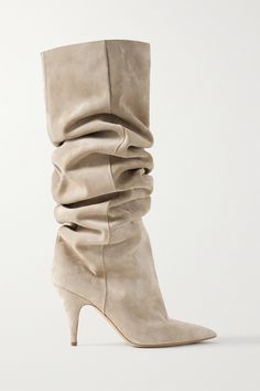 Khaite's 'River' boots have a slouchy shape reminiscent of '80s styles. They've been made in Italy from soft suede and have sharp pointed toes and 90mm heels. We think they look so chic peeking out from under midi skirts and dresses or long trench coats. Timeless Boots, Creative Shoes, Chic Heels, Slouchy Boots, Skirts And Dresses, Long Trench, Shoe Inspo, Midi Skirts, Trendy Sneakers