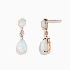 14K Rose Gold Opal and Diamond Drop Earrings Pink Opal Drop Earrings, Opal And Diamond Earrings, Pear-shaped Rose Gold Earrings For Formal Occasions, Rose Gold Pear-shaped Earrings For Formal Occasions, Formal Pear-shaped Rose Gold Earrings, Formal Rose Gold Pear-shaped Earrings, 14k Rose Gold Earrings For Formal Occasions, 14k Rose Gold Fine Jewelry Earrings For Formal Occasions, Formal 14k Rose Gold Fine Earrings