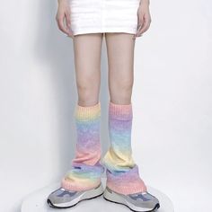 Kawaii Y2K Wide Leg Gradient Color leg warmer Socks - In Control Clothing Casual Pink Knee-high Socks For Fall, Pink Casual Leg Warmers For Spring, Casual Multicolor One Size Socks, Casual Multicolor One-size Socks, Casual Multicolor Knee-high Socks For Winter, Warm Casual Socks One Size, Casual Warm Socks One Size, Casual Multicolor Knee-high Winter Socks, Casual Warm Socks In One Size