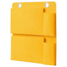 two yellow file folders with holes on each side