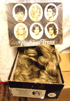 Vintage Fashion Tress Wig, Dark Blonde A shorter style, featuring layered, tousled curls It comes with a box, but I can't say for sure if the box matches/is original to the wig, as it's old; this is the way it came to me; I'm not sure of the age, but the box graphics look 1960s/70s to me Wig appears clean, was just stored; no odd odors, and may need a bit of combing out/styling; the box shows some age wear The inside circumference of the wig is approx. 21"; it could also be re-purposed/cut up for doll wig use, and the box would be awesome for vintage displays, especially in a vintage shop or hair salon Sold as is  Ships quickly Thanks so much for viewing! Shipping is to the Continental USA only; some larger items and breakables cannot be combined for shipping, but otherwise I am always hap Tousled Curls, 70s Shorts, Doll Wig, Vintage Display, Doll Wigs, Jet Setter, Dark Blonde, Vintage Shop, Repurpose