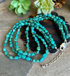 Turquoise Necklace With Lobster Clasp And Round Beads, Adjustable Turquoise Necklace With Lobster Clasp, Adjustable Polished Turquoise Bead Necklace, Reno Nv, Beaded Necklaces, Blue Turquoise, Strand Necklace, Turquoise Blue, Reno