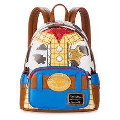 You'll look very arresting carrying around this mini backpack inspired by the legendary lawman from Disney and Pixar's Toy Story movies. The simulated leather bag from Loungefly has a pieced design based on Woody's sheriff uniform including his belt and buckle, shirt, vest and sheriff badge. You'll definitely rustle up a posse of admirers wherever you go! Disney Leather School Bags, Disney Leather Backpack For Disney Trips, Disney Leather School Backpack, Disney Leather Backpack For School, Disney Leather Backpack, Disney Leather Backpack For Everyday Use, Sheriff Uniform, Loungefly Purse, Sheriff Woody