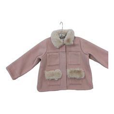 New Pink Chicken Size 4 Tony Jacket Faux Fur Pockets Glitter Button 80% Polyester 20% Rayon The Classic Styling Of Our Satin-Lined, Perfectly Pink, Tony Jacket Makes This Piece An Instant Heirloom. Dreamy Designer Details Include Four Front Pockets With The Bottom Pockets Matching The Chic Faux Fur Collar. Our Signature Pink Glitter Button Closure Is Hidden Behind A Sensible Button Flap Cover. Locker Loop Inside For Quick And Easy School Storage. You Will Definitely Want To Pass This Piece Down Winter Pink Outerwear With Snap Buttons, Pink Winter Outerwear With Snap Buttons, Fitted Pink Outerwear With Faux Fur Trim, Pink Hooded Fur Coat With Faux Fur Trim, Pink Faux Fur Outerwear With Fur Trim, Pink Fleece-lined Outerwear For Winter, Pink Fur Coat With Hood, School Storage, Cell Phone Holster