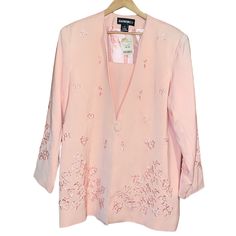 Harmony Nynwt Peach Embroidered 3d Floral Puff Shoulder 1-Button Blazer Size 16. Beautiful Embroidered 3d Flowers On Bodice And Sleeves. Puff Shoulder And 1-Center Button Detail. Excellent New With Tag Condition. Flowers Also Have Rhinestones As Centers. Very Stunnjng Detailed Blazer. 100% Lined. And Comes With Extra Square Fabric That Can Be Removed, Buttons On The Inside. ***Reasonable Offers Are Definitely Welcome And Will Be Considered Happy Poshing*** Colors May Vary From Different Viewing Square Fabric, 3d Flowers, Blazer Buttons, Fabric Squares, Button Detail, Size 16, Bodice, Jackets For Women, Blazer