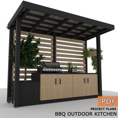 the bbq outdoor kitchen is built into the ground