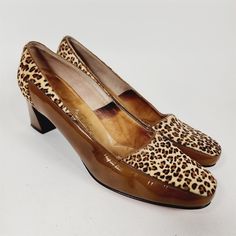 Vintage 70s Ballock's Brown Chetah Animal Print Block Heels Shoes Womens Size 9 Retro Brown Heels With Block Heel, Retro Almond Toe Heels Medium Width, Brown Retro Heels Medium Width, Retro Court Shoes With 4-inch Heel Medium Width, Retro Court Shoes With 4-inch Heel In Medium Width, Retro Court Shoes With 4-inch Heel And Medium Width, Vintage Brown Heels For Fall, Retro Heels With Pointed Toe Medium Width, Retro Heels With 4-inch Heel And Medium Width