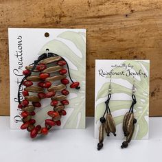 This unique jewelry is handmade with seeds sustainably collected from rainforests in Central America. Each set contains an adjustable bracelet and pair of matching earrings. Fair Trade. Adjustable Natural Jewelry With Wooden Beads, Adjustable Natural Wooden Bead Jewelry, Adjustable Natural Wooden Beaded Jewelry, Adjustable Nature-inspired Jewelry With Wooden Beads, Adjustable Nature-inspired Wooden Beads Jewelry, Fair Trade Nature-inspired Jewelry For Gifts, Nature-inspired Fair Trade Jewelry For Gifts, Earthy Fair Trade Jewelry As Gift, Earthy Fair Trade Jewelry Gift