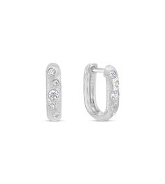 Diamond Scatter Huggie Earring - 14K White Gold - Olive & Chain Fine Jewelry Huggie Earring, Huggies Earrings, Treat Yourself, Something Special, Hoop Earrings, Diamonds, Sparkle, White Gold, Rose Gold