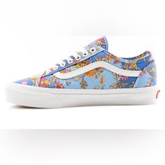 Vans Old Skool Women’s Sneakers Liberty Blue Floral Size 6 New Without Box Vans Low-top Floral Print Sneakers, Blue Vans Sneakers For Spring, Casual Vans Sneakers With Floral Print, Spring Light Blue Vans Sneakers, Vans Floral Print Sneakers For Summer, Vans Floral Print Summer Sneakers, Light Blue Spring Sneakers, Black And White Vans, Canvas Sneakers Womens