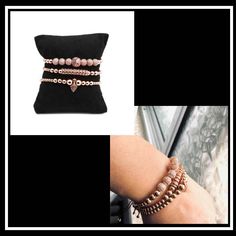 rose-gold-beaded-bracelet-set-pave-zircone Adjustable Rose Gold Beaded Bracelets With 8mm Beads, Matching Couples Bracelets, Bracelets Rose Gold, Couples Bracelets, Black Macrame, Rose Gold Beads, Couple Bracelets, Macrame Bracelets, Beads Bracelet