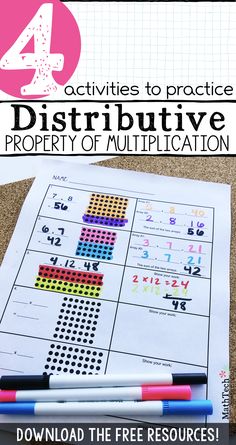 four activities to practice distributive property of multiplication for kids