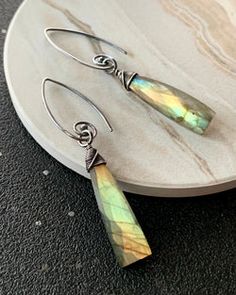 • UNDERCURRENT • labradorite silver dangle earrings ��– Elementality Retail Jewelry, Bold Jewelry, Gold Sun, Silver Dangle Earrings, Shop Owner, Silver Moon, Earring Sale, Gold Earrings Dangle, Oxidized Sterling Silver