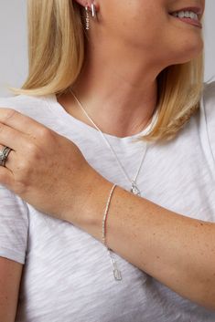 Introducing the Kate Collection - a range of timeless and sophisticated pieces inspired by the classic style of influencer Kate Bryan. Featuring our thinnest rope chain yet, we bring you the Kate Bracelet. Truly a classic design, she can be stacked with any bracelet but also looks beautiful as a standalone piece. STYLING TIP: For a curated classic look, make it a set with the Kate Chain. Sterling silver 2.5mm chain width Available in 4 lengths 5.5" plus 1.5" extender 6.5" plus 1.5" extender 7.5" Kate Bryan, Pendant Bracelet, Sterling Silver Bracelet, Rope Chain, Chain Pendants, Ring Bracelet, Silver Bracelets, Sterling Silver Bracelets, Classic Looks