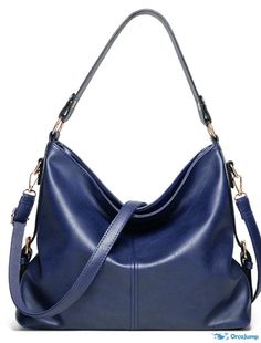 OrcaJump - Womens 2022 Top-Handle Hobo Bag in PU Leather and Polyester - Great for Daily Office and Career - Blue, Black, Gray Blue Bucket Hobo Bag Large Capacity, Blue Bucket Hobo Bag With Large Capacity, Blue Large Capacity Bucket Hobo Bag, Chic Blue Handheld Hobo Bag, Blue Handheld Hobo Bag With Adjustable Strap, Blue Rectangular Faux Leather Bag, Blue Faux Leather Bags For Daily Use, Blue Faux Leather Bag For Daily Use, Blue Faux Leather Travel Bags