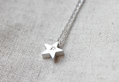 Personalized initial silver Star Necklace  S23002 by Ringostone, $13.00 Initial Pendant Necklace With Star Charm As Gift, Star Charm Initial Pendant Necklace As Gift, Personalized Star Necklaces For Mother's Day, Star-shaped Necklace For Mother's Day Gift, Mother's Day Star-shaped Necklace Gift, Mother's Day Star Shaped Necklace Gift, Mother's Day Star Shaped Gift Necklace, Personalized Star Charm Necklace As Gift, Personalized Star Necklaces For Birthday Gift