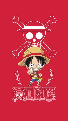 one piece wallpaper with the character person wearing a straw hat and crossbones