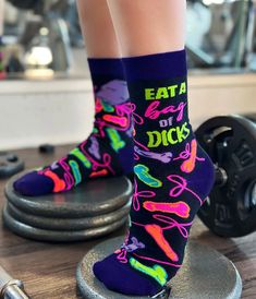 FABDAZ BRAND LADIES CREW SOCKS SHOE SIZE 5-10 ’EAT A BAG OF DICKS’ ****ALSO AVAILABLE IN MEN'S***** 80% Cotton, 15% Nylon, 5% Spandex *** A PORTION OF THE SALE OF THESE SOCKS GOES TO FIGHT CHILDHOOD CANCER *** A Bag, Sock Shoes, Crew Socks, Socks, Spandex