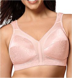 This bestselling bra has built-up, cushioned Comfort Straps to relieve shoulder pressure and help prevent strap "dig-in." Provides comfort and support without underwires! Wireless, seamed cups are unlined (unpadded) and made of lustrous jacquard with floral lace accents. Transversal seams shape your breasts. Integrated side support panels add extra support. Soft, underbust support band. Center panel - tall for containment, wide at bottom. Exclusive Playtex fabric (Spanette) at sides stretches in Playtex Bras, Easy Hairstyles Quick, Bra Models, Beautiful Bra, Comfortable Bras, Pretty Lingerie, Tank Top Camisole, Bra Straps, Bras And Panties