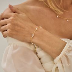 Minimalist Pearl Bracelet, Dainty 14K Gold Plated Pearl Bracelet, Birthday Gifts, Bridesmaid Pearl Bracelet, Gift for Her, Christmas Gift  ♡ H O W - to - O R D E R  ♡ --- Select from the drop down menus and ADD to your CART. * Color -- SILVER - Sterling Silver -- GOLD - 18K Gold Plated * Material: Beads: 925 Sterling Silver ; Brass * Finish Plated: Sterling Silver, 18K Gold  ♡ READY - for - GIFT  ♡ Packaged with 💌💙 in a little gift box  N O T E 💕 * Real freshwater pearls usually come with ver Elegant Adjustable Gold Bracelet For Mother's Day, Delicate Beaded Bracelet For Anniversary, Dainty Wedding Jubilee Charm Bracelet, Elegant Jewelry For Special Day, Adjustable Gold Bracelet For Anniversary, Delicate Pearl Bangle Bracelet As Gift, Adjustable Dainty Gold Bracelet For Anniversary, Delicate Pearl Bangle Bracelet, Delicate Adjustable Gold Bracelet For Wedding